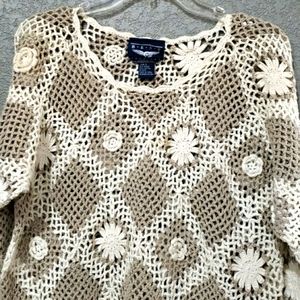 Womens Crochet sweater pullover top size L